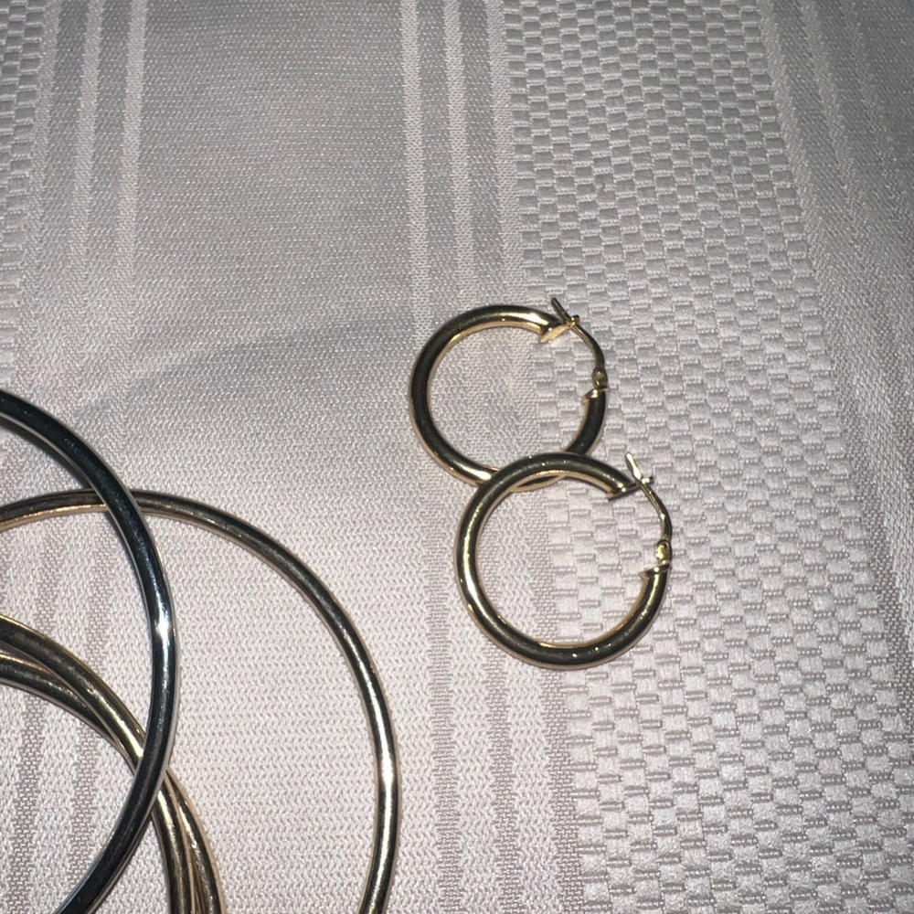 Gold & Silver Mixed-Metal Bangle Bracelet & Gold over Silver Hoop - Picture 3 of 4